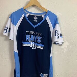 Tampa Bay Rays Women’s XL Jersey Rhinestone Logo Majestic Cool Base Navy Blue